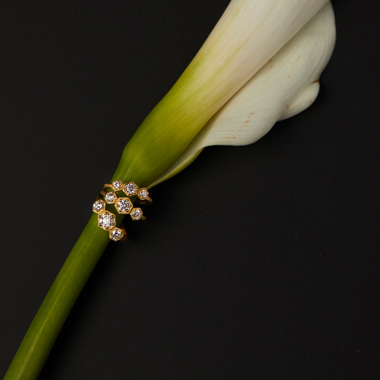 White Diamond Triple Hexagon Ring