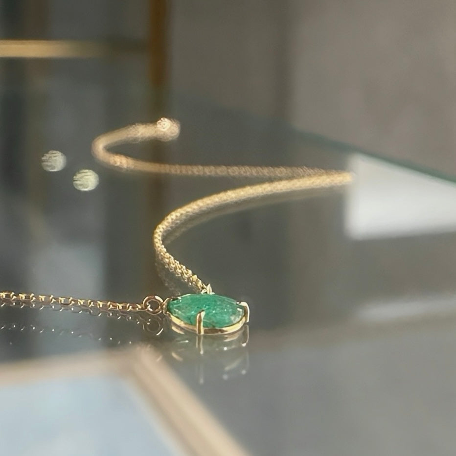 0.85 Carat One-of-a-Kind Emerald Slice Necklace
