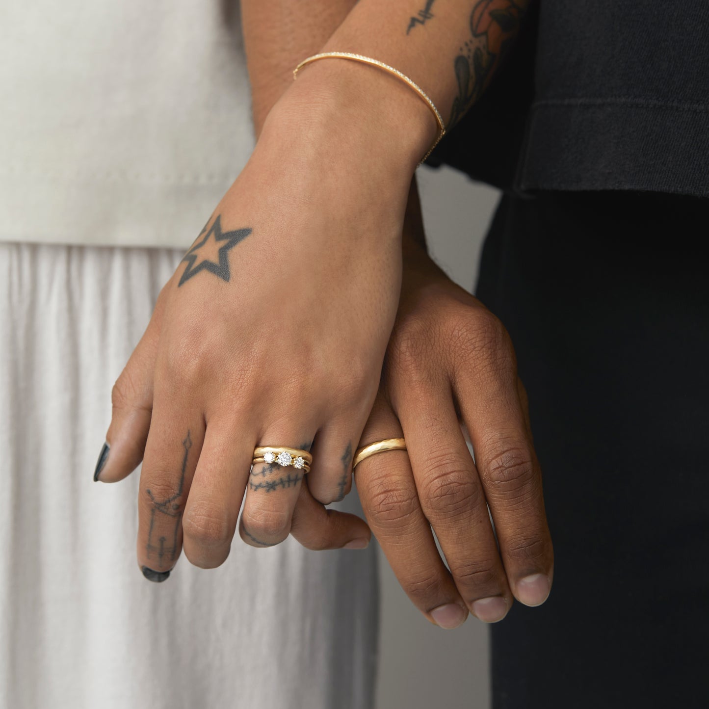 Triple White Diamond Blooming Ring