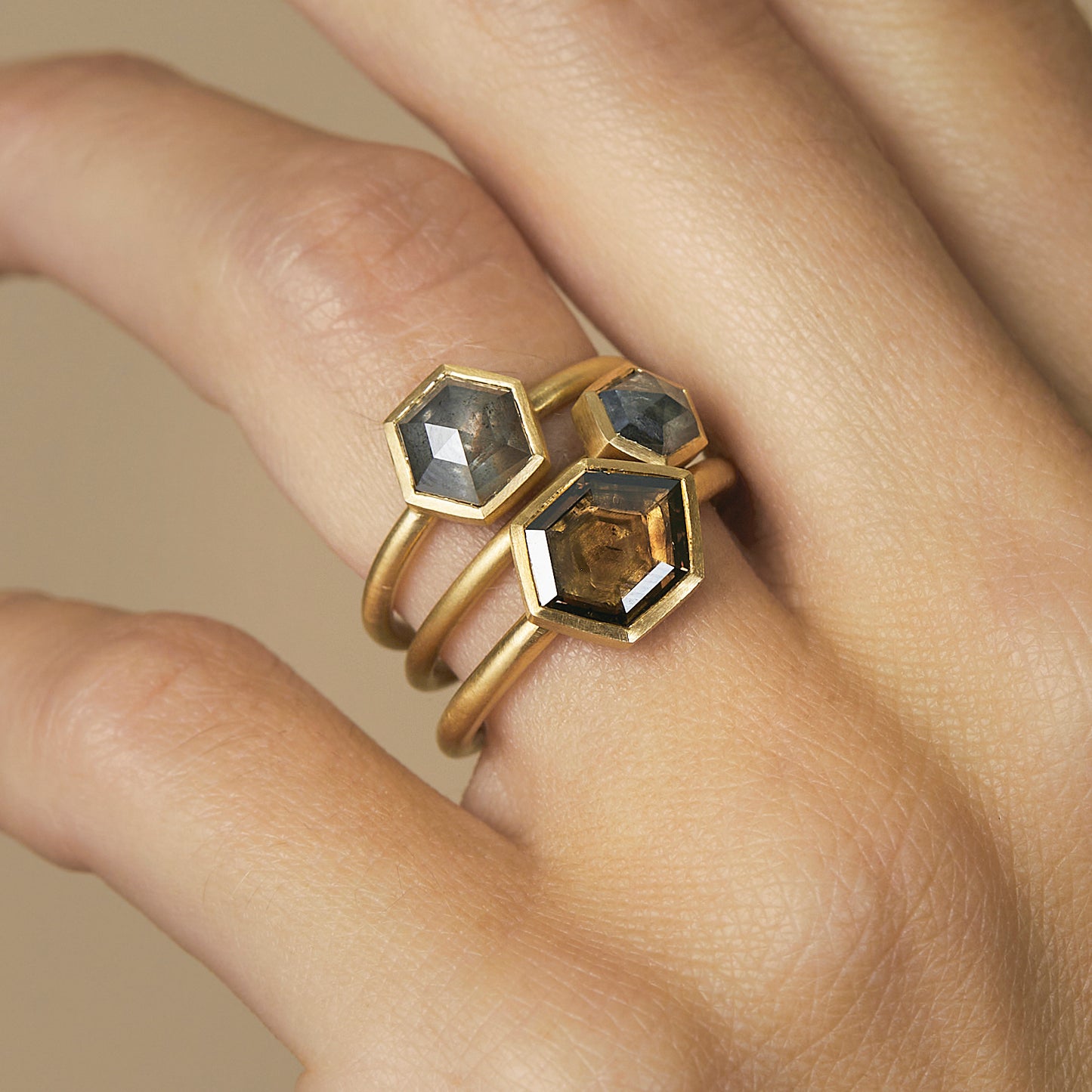 0.87 Carat One-of-a-Kind Rose Cut Grey Diamond Ring