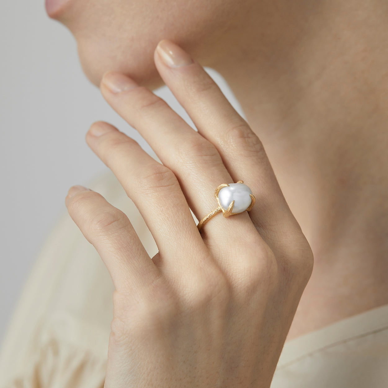 One-of-a-Kind Freshwater Keshi Pearl Ring