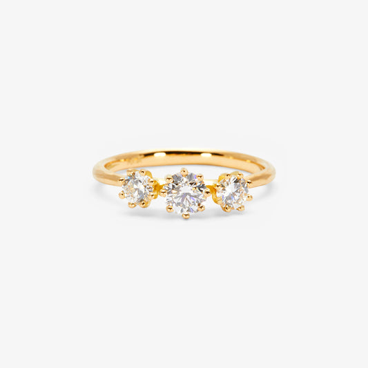 Triple White Diamond Blooming Ring