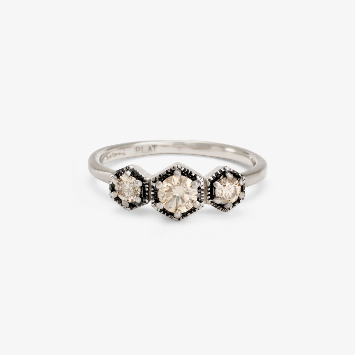 Brown Diamond Triple Hexagon Ring