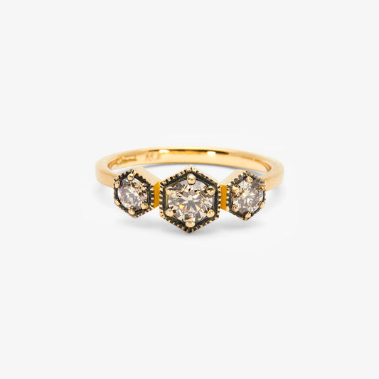 Grand Brown Diamond Triple Hexagon Ring