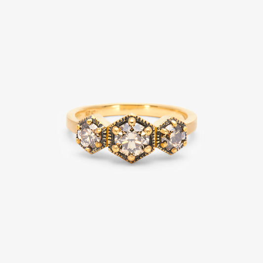 Queen Brown Diamond Triple Hexagon Ring