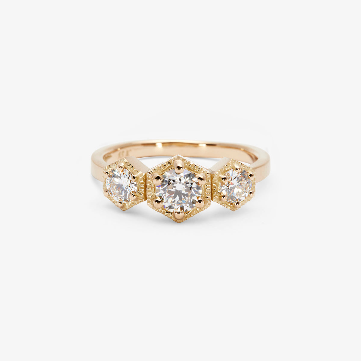 Queen White Diamond Triple Hexagon Ring