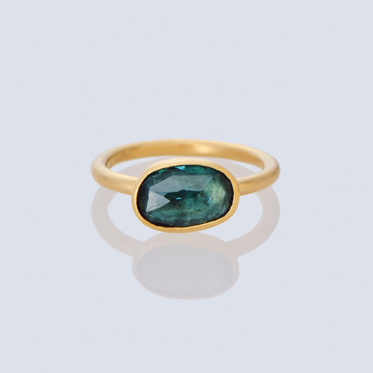 1.24 Carat One-of-a-Kind  Teal Tourmaline Ring