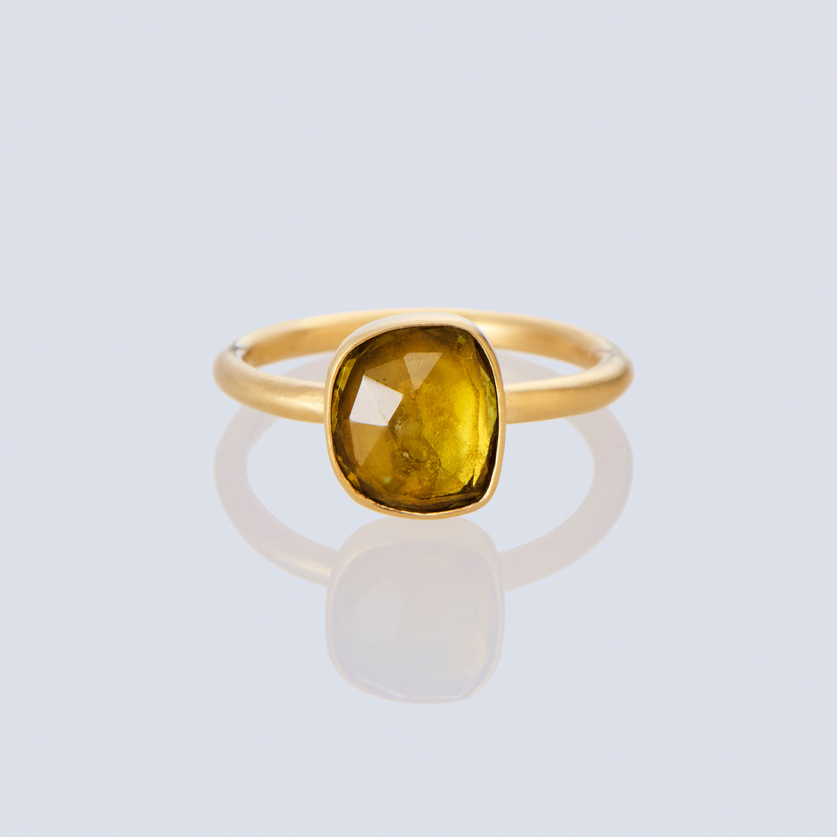 2.07 Carat One-of-a-Kind  Olive Yellow Tourmaline Ring