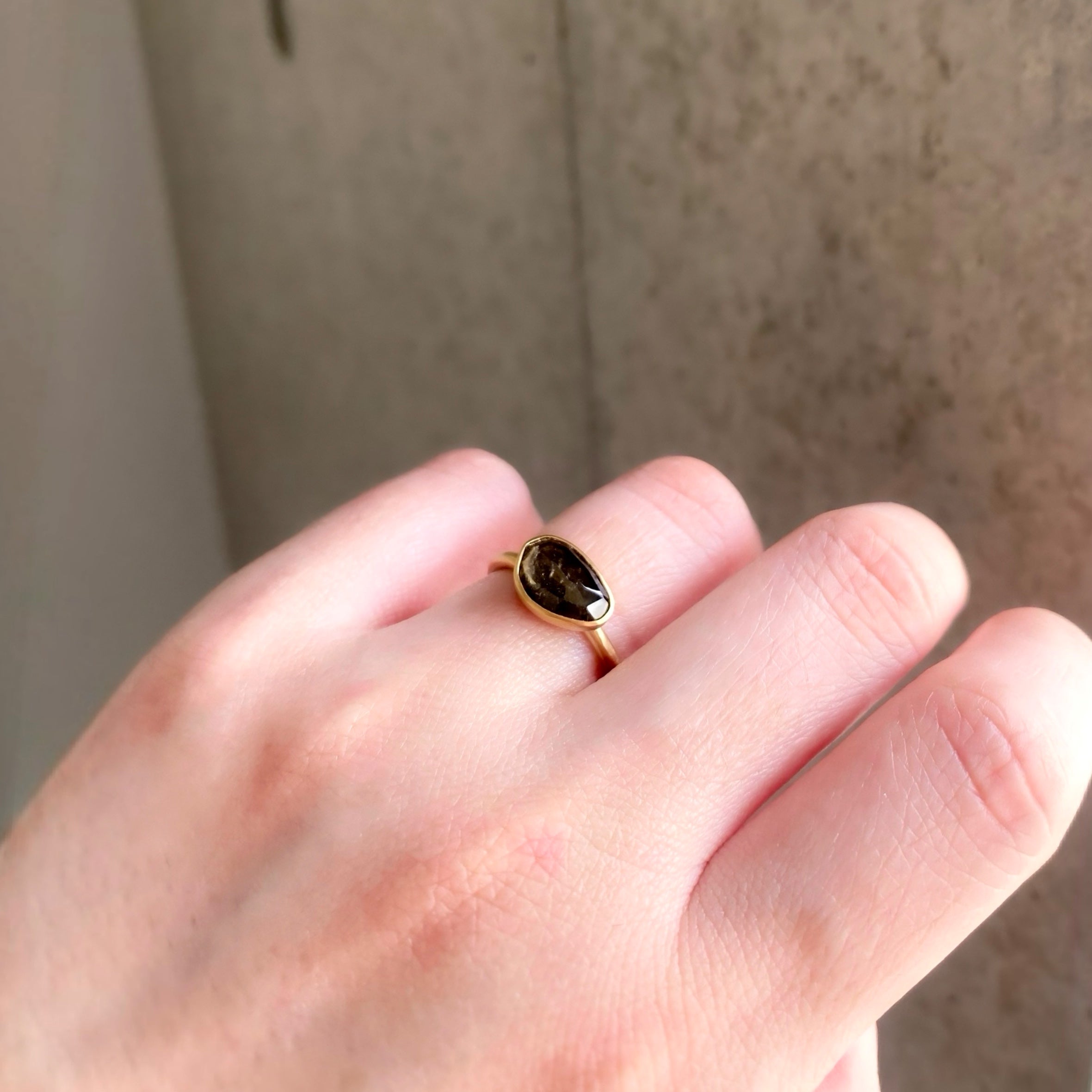 1.53 Carat One-of-a-Kind Rose Cut Brown Tourmaline Ring