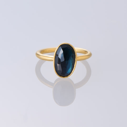 2.11 Carat One-of-a-Kind Rose Cut Deep BlueTourmaline Ring