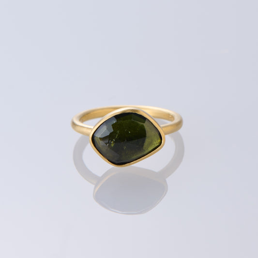 2.44 Carat One-of-a-Kind Rose Cut Green Tourmaline Ring