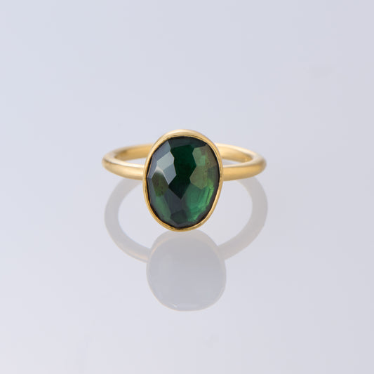2.51 Carat One-of-a-Kind Rose Cut Green Tourmaline Ring