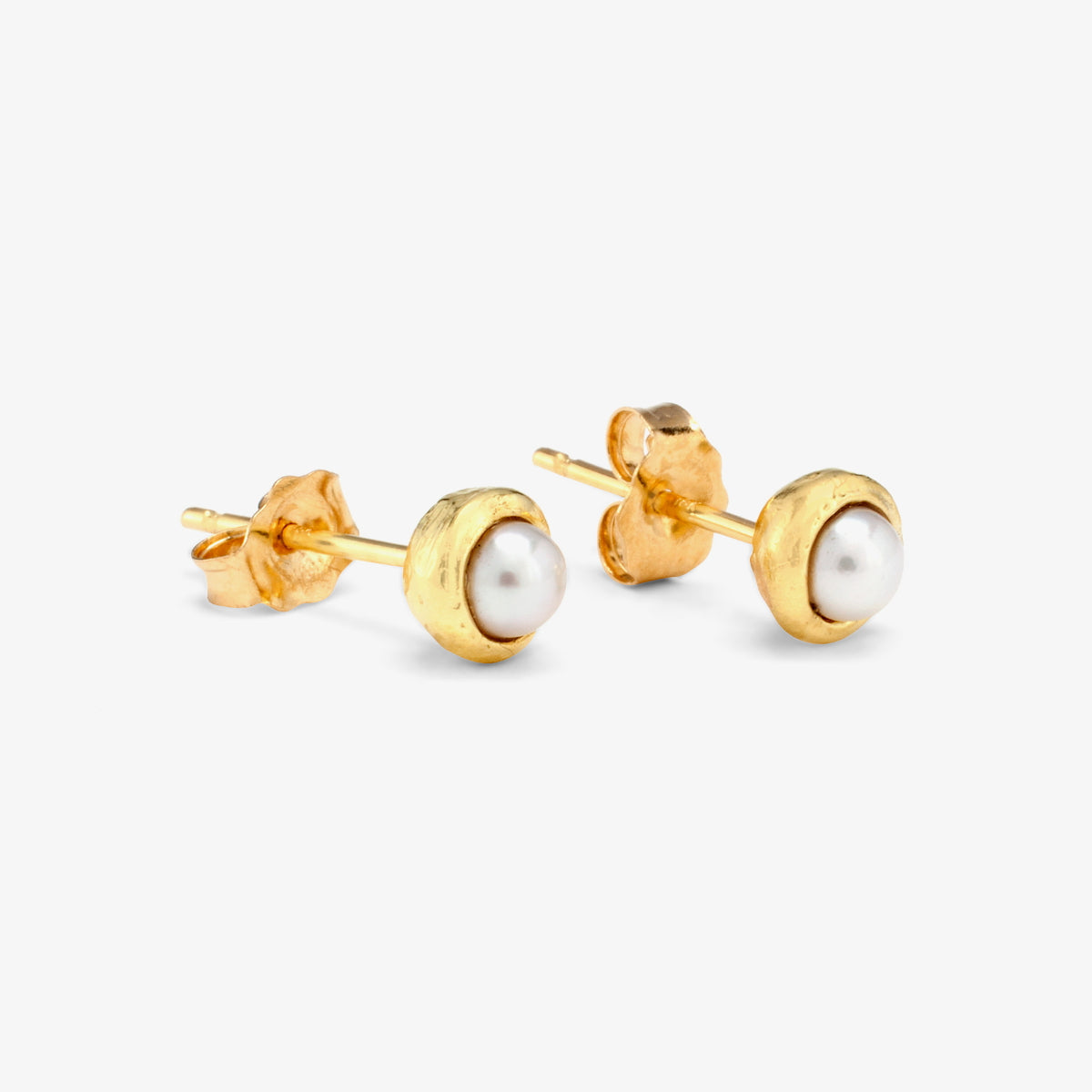 Gold Trimmed Pearl Studs