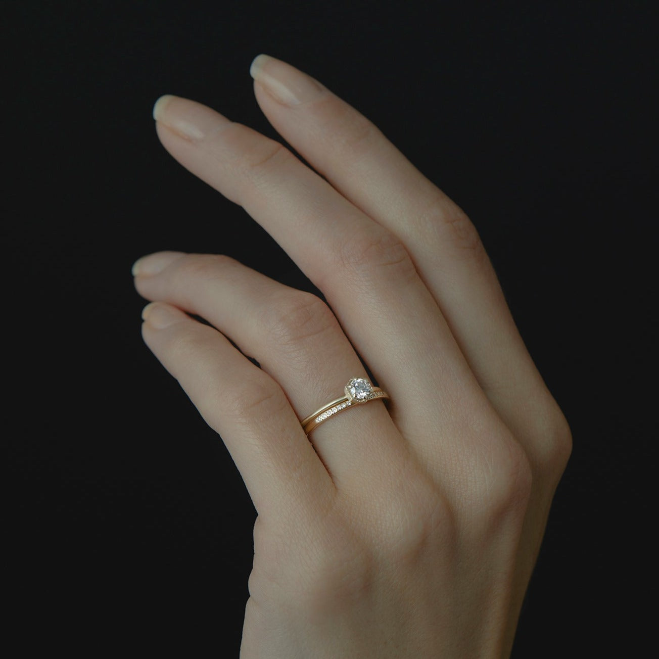4mm White Diamond Hexagon Ring