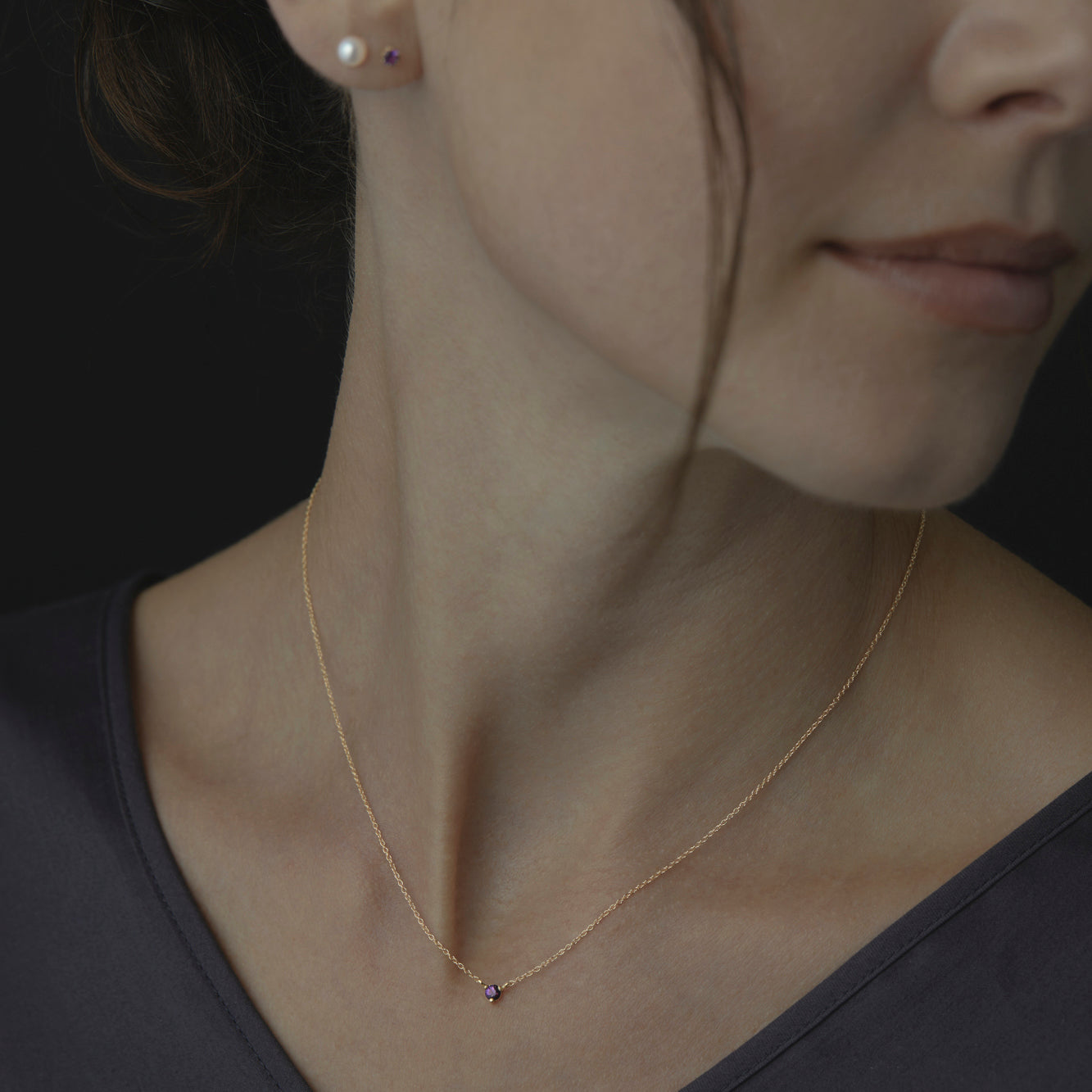 3mm Amethyst Birthstone Necklace