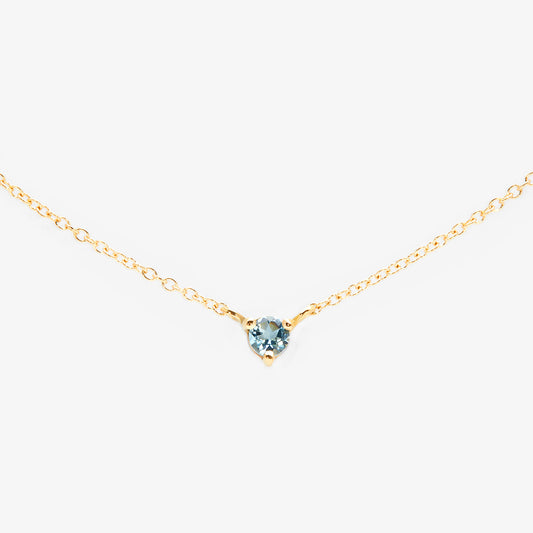3mm Aquamarine Birthstone Necklace