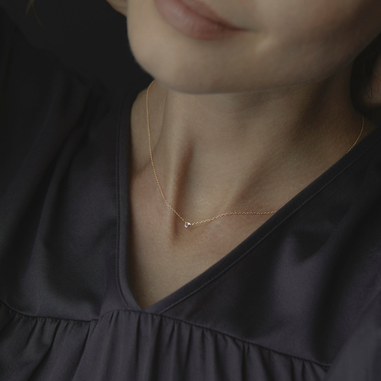 3mm Pink Sapphire Birthstone Necklace