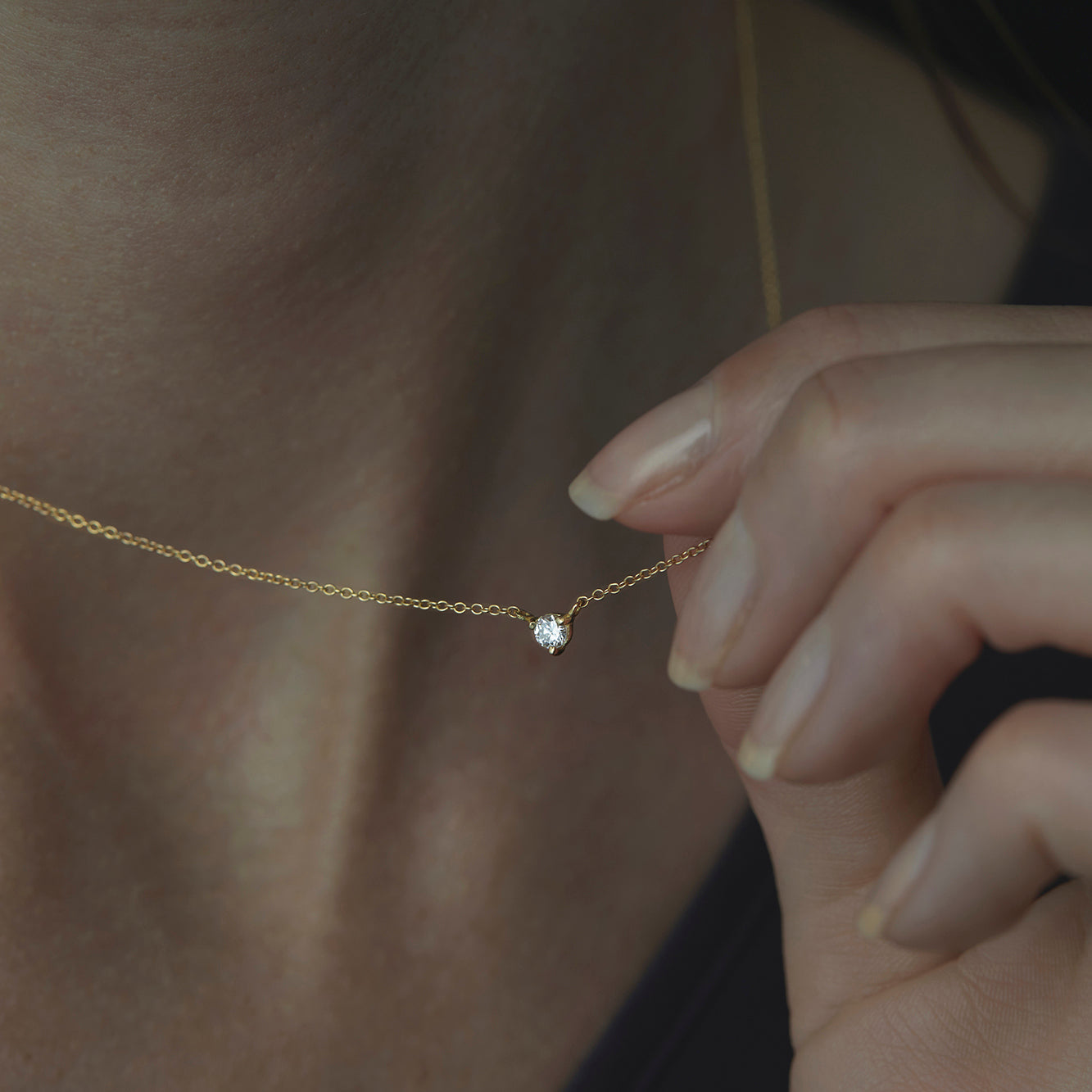 3mm White Diamond Birthstone Necklace